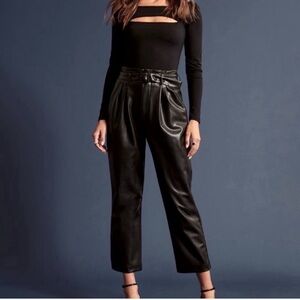 Abercrombie & Fitch Black Faux Leather Paperbag Waist Pants